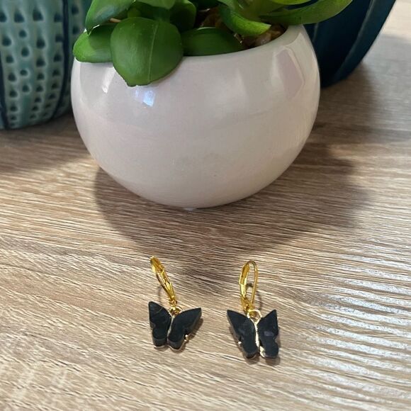 5/$25 Hypoallergenic Acrylic Butterfly Huggie Hoops - Picture 6 of 6